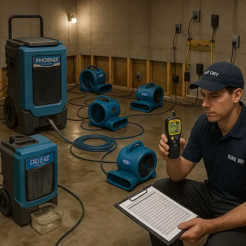 Structural Drying and Dehumidification process in Madisonville, TX